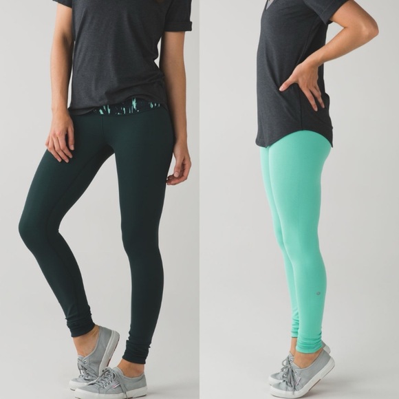 lululemon athletica Pants - lululemon Wunder Under Legging Reversible Dark Fuel / Menthol Sz 4